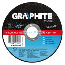 GRAPHITE - Vágókorong fémhez, 41 A60-T-BF, 115 x 2,5mm
