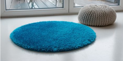  Kör alakú Puffy shaggy szőnyeg, türkiz 80 cm átmérőjű, 5 cm vastag